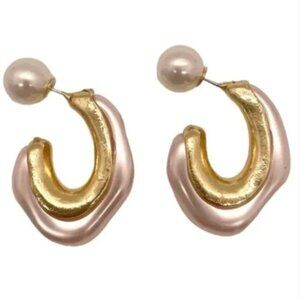 ❤️ FREE Hoop Chic Glam Pearl Hipster Hippie Artsy Glam Crescent Faux Earrings